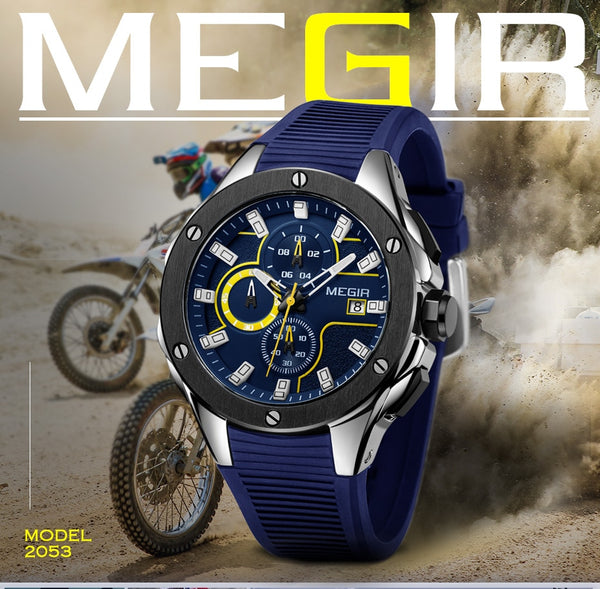 MEGIR Men Sport Watch Top Brand Luxury Waterproof Luminous Chronograph Quartz Army Military Watches Clock Men Relogio Masculino