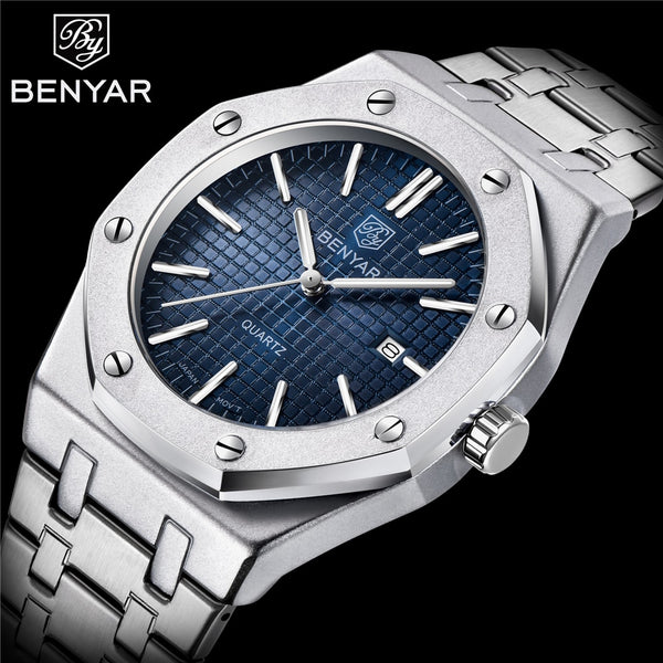 2020 New mens watches BENYAR quartz gold watch men top luxury brand gold wristwatch men steel waterproof clock Relogio Masculino