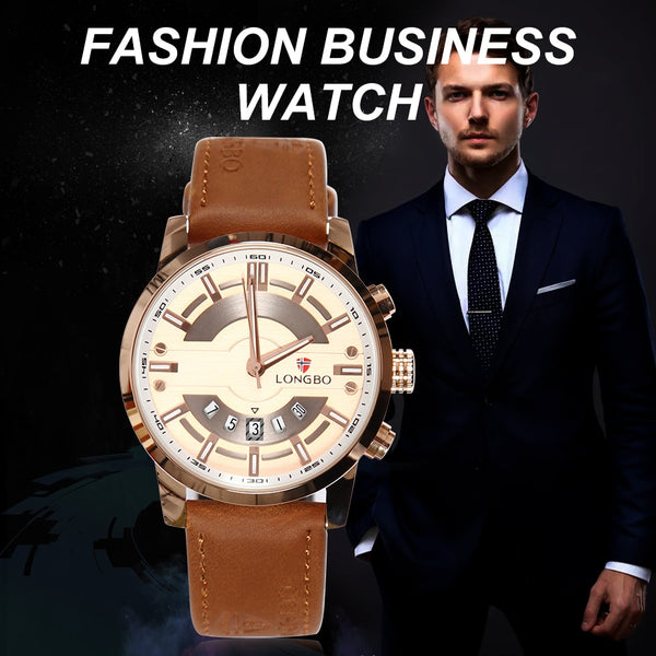 LONGBO 2020 New Men Watch Top Luxury Brand Waterproof Quartz Men's Leather Analog Sports Digital Male Clock Relogio Masculino