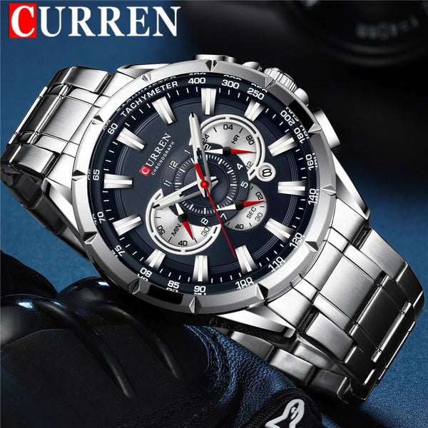 CURREN Fashion Man WristWatch Waterproof Chronograph Men Watch Military Top Brand Luxury Stainless Steel Sport Male Clock 8363