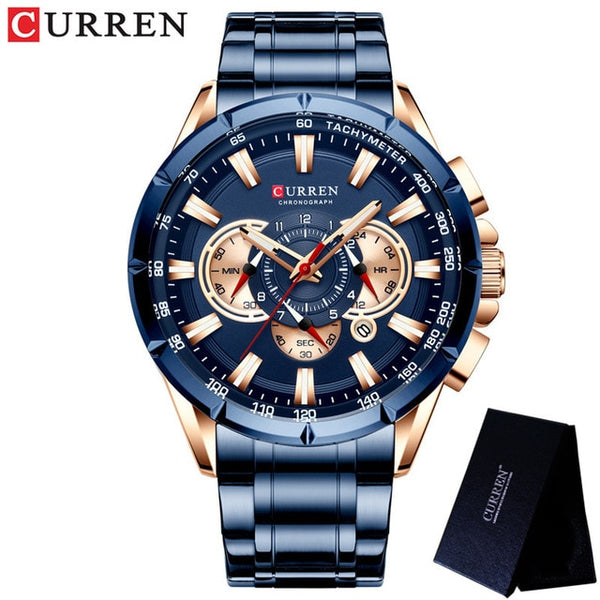 CURREN Fashion Man WristWatch Waterproof Chronograph Men Watch Military Top Brand Luxury Stainless Steel Sport Male Clock 8363