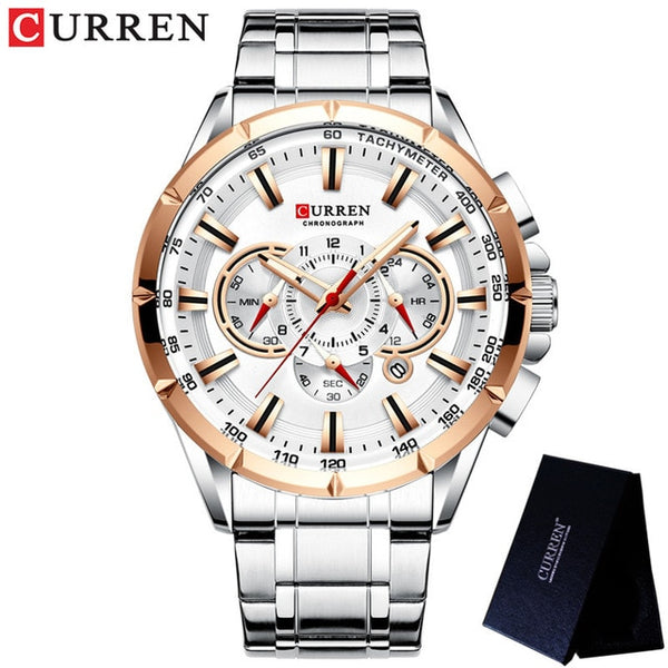 CURREN Fashion Man WristWatch Waterproof Chronograph Men Watch Military Top Brand Luxury Stainless Steel Sport Male Clock 8363