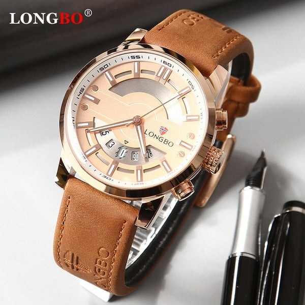 LONGBO 2020 New Men Watch Top Luxury Brand Waterproof Quartz Men's Leather Analog Sports Digital Male Clock Relogio Masculino