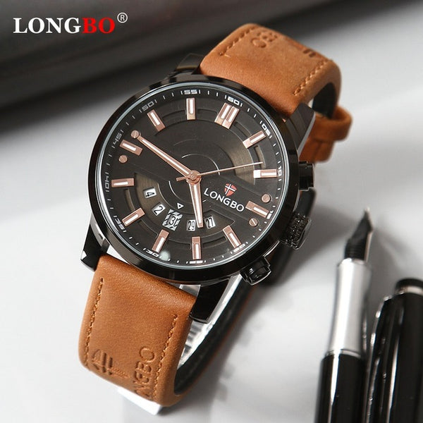 LONGBO 2020 New Men Watch Top Luxury Brand Waterproof Quartz Men's Leather Analog Sports Digital Male Clock Relogio Masculino