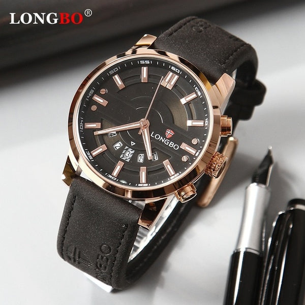 LONGBO 2020 New Men Watch Top Luxury Brand Waterproof Quartz Men's Leather Analog Sports Digital Male Clock Relogio Masculino