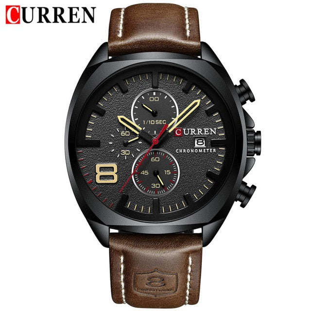 CURREN Watch Men Waterproof Chronograph Sport Military Male Clock Top Brand Luxury Leather Man Wristwatch Relogio Masculino 8324