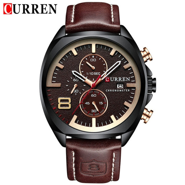 CURREN Watch Men Waterproof Chronograph Sport Military Male Clock Top Brand Luxury Leather Man Wristwatch Relogio Masculino 8324