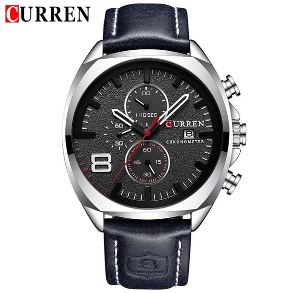 CURREN Watch Men Waterproof Chronograph Sport Military Male Clock Top Brand Luxury Leather Man Wristwatch Relogio Masculino 8324