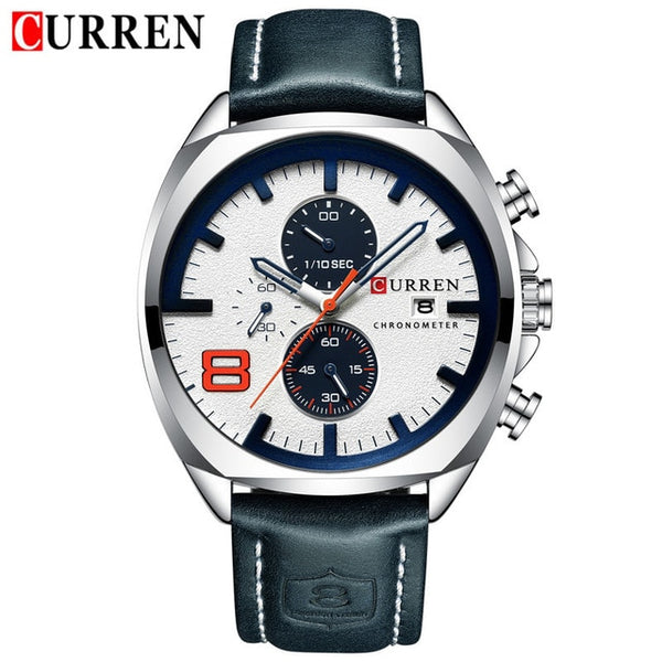 CURREN Watch Men Waterproof Chronograph Sport Military Male Clock Top Brand Luxury Leather Man Wristwatch Relogio Masculino 8324