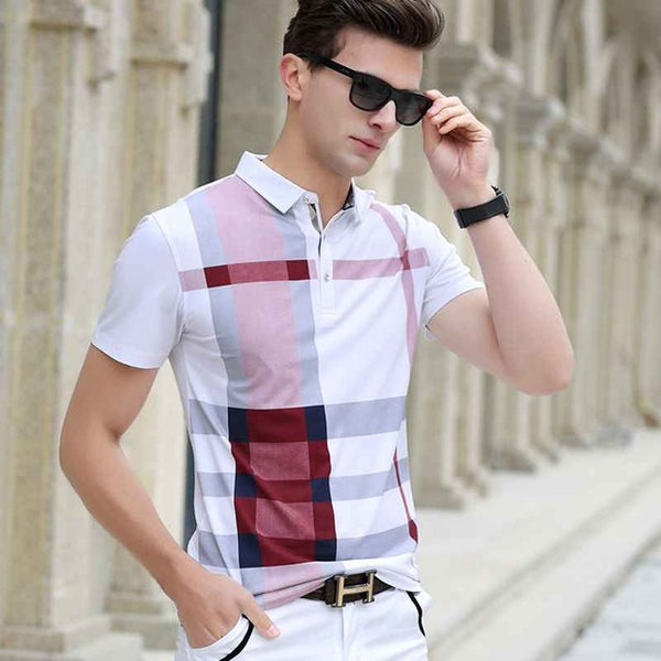 Men Polo Shirt Hot Sale New plaid 2019 Summer Fashion classic casual tops Short Sleeves Famous Brand Cotton Skull High quality