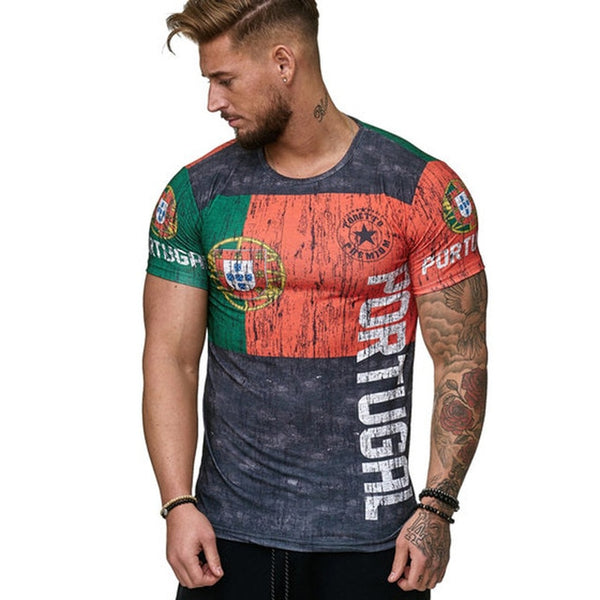 2019 Summer Russian flag men's casual fashion T-shirt round neck cool and lightweight man's T-shirt Free shipping