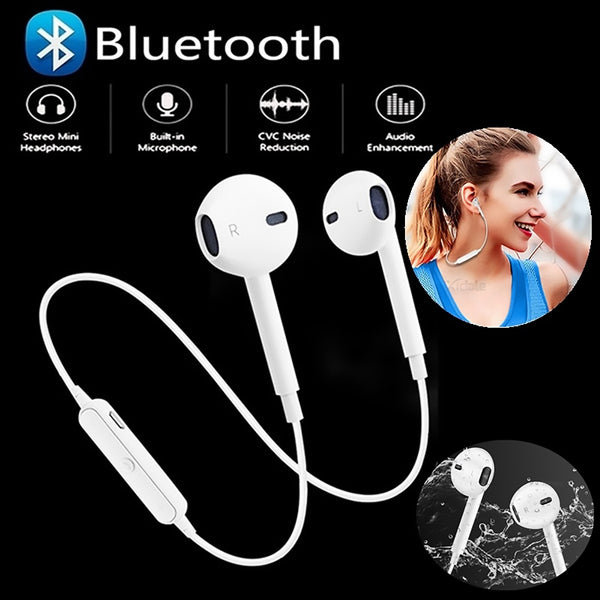 Auriculares inalámbricos Bluetooth con cancelación de ruido, auriculares estéreo deportivo con micrófono para iPhone Xs Samsung 9