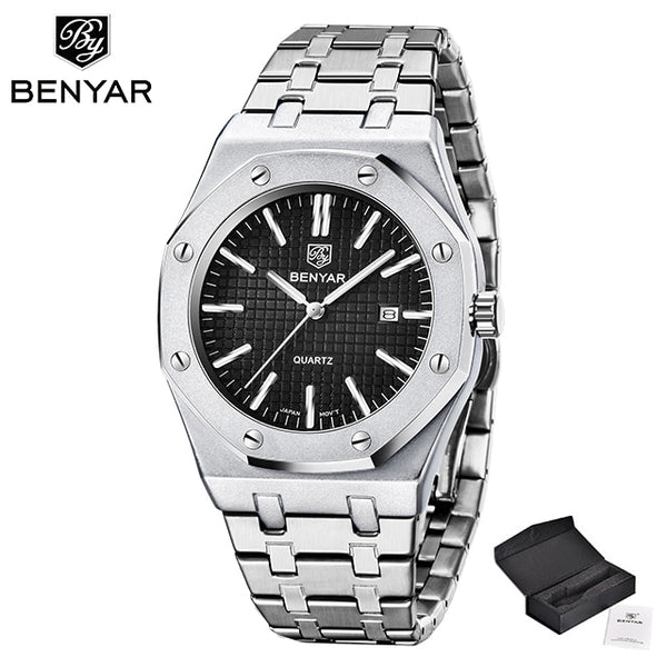 2020 New mens watches BENYAR quartz gold watch men top luxury brand gold wristwatch men steel waterproof clock Relogio Masculino