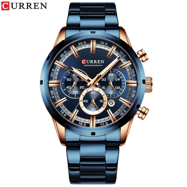 CURREN nueva moda para hombre relojes con tapa de acero inoxidable de la marca de lujo de deportes cronógrafo reloj de cuarzo de los hombres Relogio Masculino