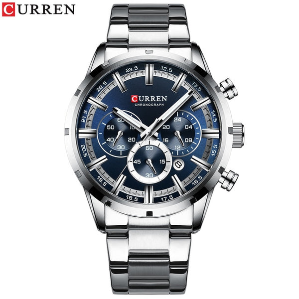 CURREN nueva moda para hombre relojes con tapa de acero inoxidable de la marca de lujo de deportes cronógrafo reloj de cuarzo de los hombres Relogio Masculino