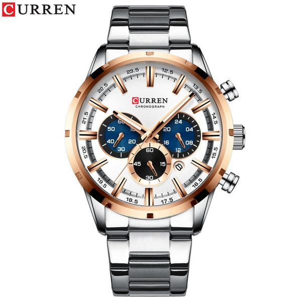 CURREN nueva moda para hombre relojes con tapa de acero inoxidable de la marca de lujo de deportes cronógrafo reloj de cuarzo de los hombres Relogio Masculino