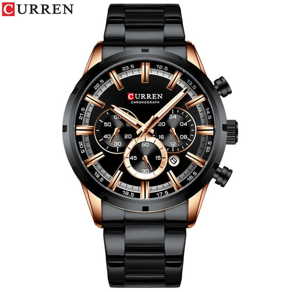 CURREN nueva moda para hombre relojes con tapa de acero inoxidable de la marca de lujo de deportes cronógrafo reloj de cuarzo de los hombres Relogio Masculino