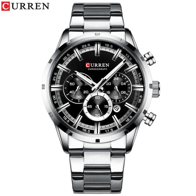 CURREN nueva moda para hombre relojes con tapa de acero inoxidable de la marca de lujo de deportes cronógrafo reloj de cuarzo de los hombres Relogio Masculino