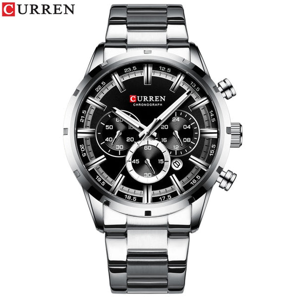 CURREN nueva moda para hombre relojes con tapa de acero inoxidable de la marca de lujo de deportes cronógrafo reloj de cuarzo de los hombres Relogio Masculino