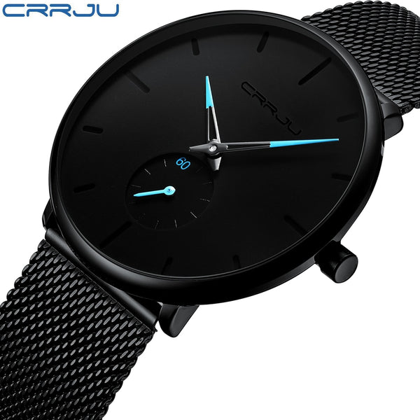 Crrju Mode Heren Horloges Topmerk Luxe Quartz Horloge Mannen Casual Slim Mesh Staal Waterdichte Sport Horloge Relogio Masculino