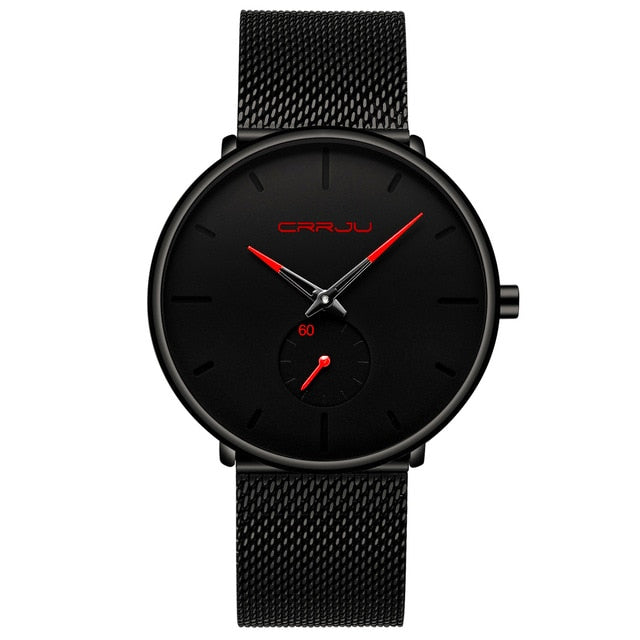 Crrju Mode Heren Horloges Topmerk Luxe Quartz Horloge Mannen Casual Slim Mesh Staal Waterdichte Sport Horloge Relogio Masculino