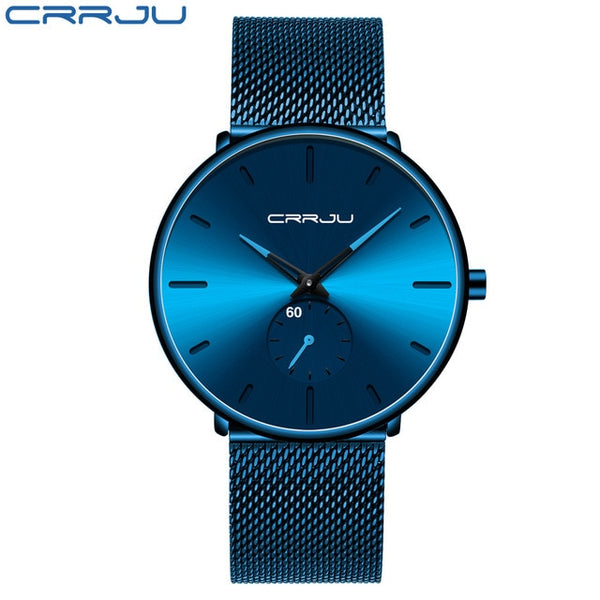 Crrju Mode Heren Horloges Topmerk Luxe Quartz Horloge Mannen Casual Slim Mesh Staal Waterdichte Sport Horloge Relogio Masculino