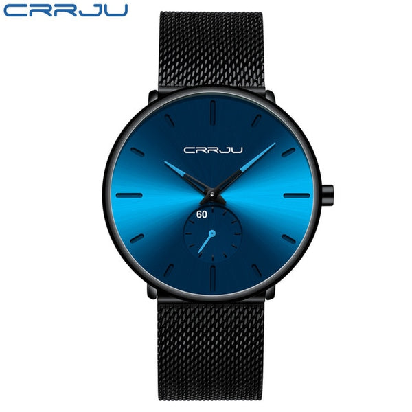 Crrju Mode Heren Horloges Topmerk Luxe Quartz Horloge Mannen Casual Slim Mesh Staal Waterdichte Sport Horloge Relogio Masculino