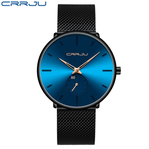 Crrju Mode Heren Horloges Topmerk Luxe Quartz Horloge Mannen Casual Slim Mesh Staal Waterdichte Sport Horloge Relogio Masculino