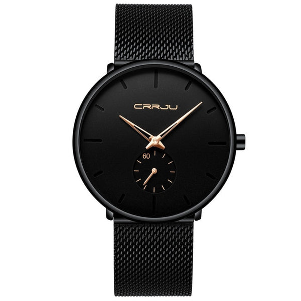 Crrju Mode Heren Horloges Topmerk Luxe Quartz Horloge Mannen Casual Slim Mesh Staal Waterdichte Sport Horloge Relogio Masculino