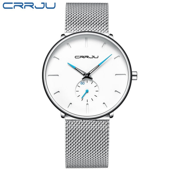 Crrju Mode Heren Horloges Topmerk Luxe Quartz Horloge Mannen Casual Slim Mesh Staal Waterdichte Sport Horloge Relogio Masculino