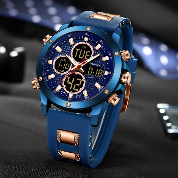 Montres hommes Top marque de luxe chronographe or hommes montre Quatz numérique montre LED de sport hommes homme horloge homme étanche montre-bracelet